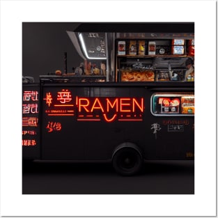 Cyberpunk Tokyo Ramen Food Truck Posters and Art